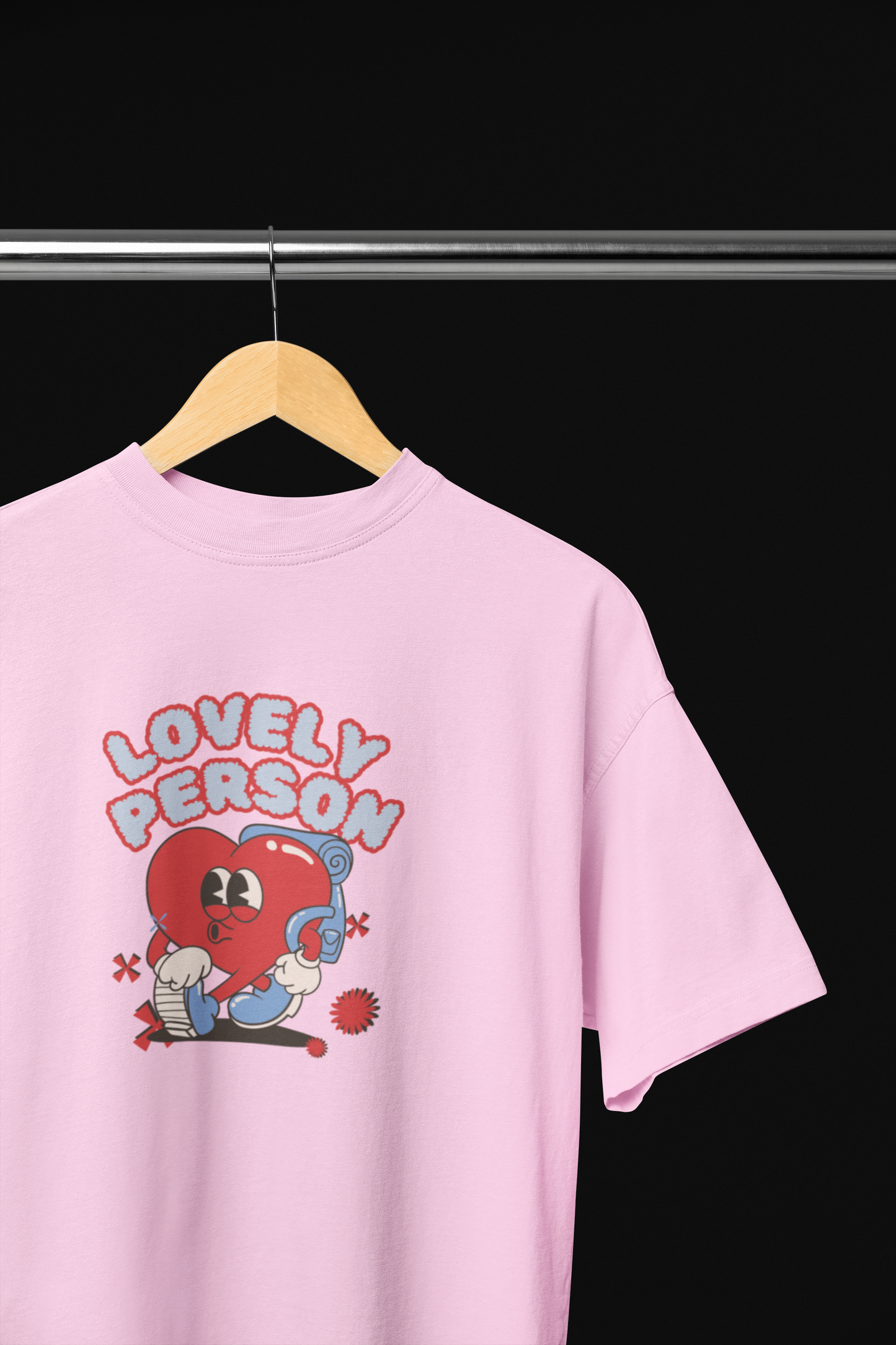 Lovely person Oversized pink t-shirt with Heart