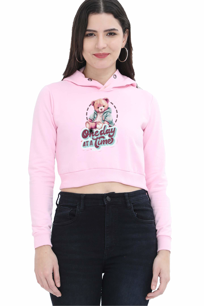 One day at a time Pink cropped Hoodie