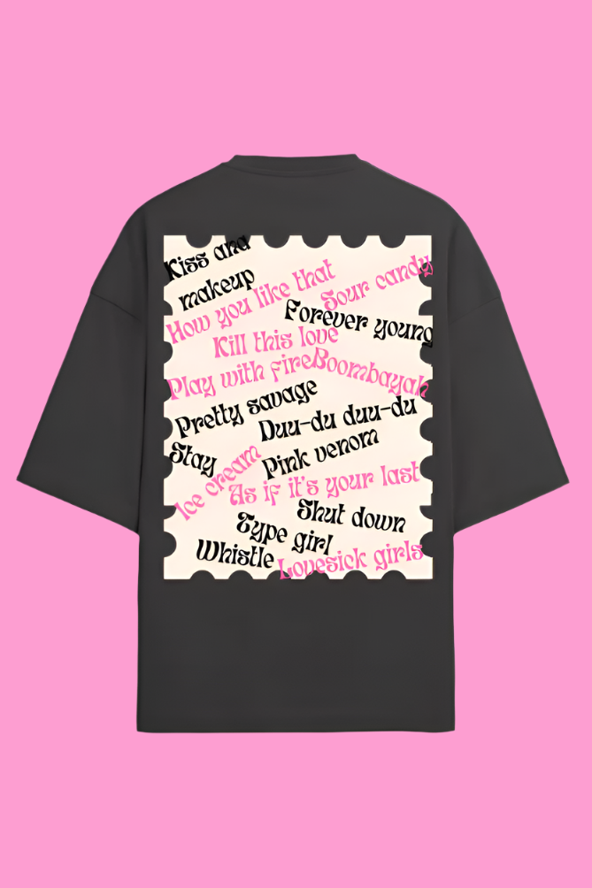 black pink K-pop black t-shirt