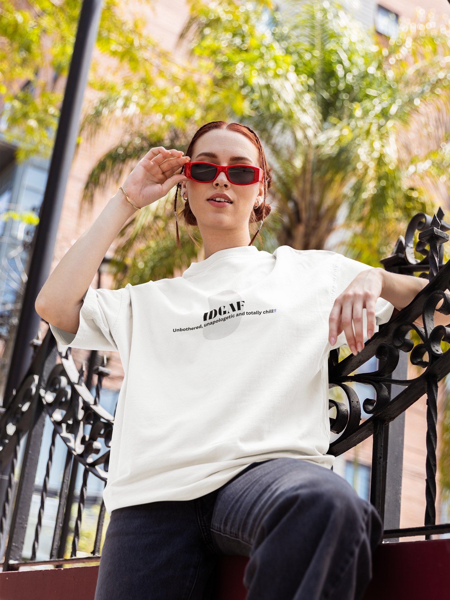 IDGAF Oversized White t-shirt