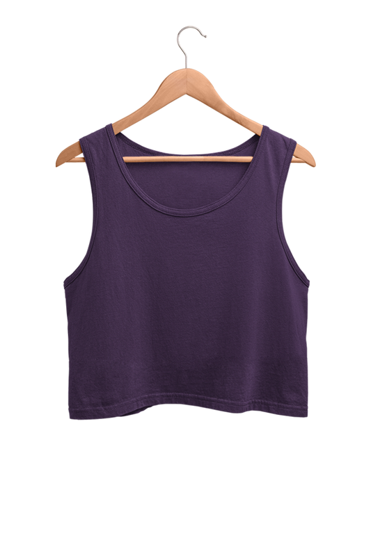 Purple Solid Cropped Tank Top