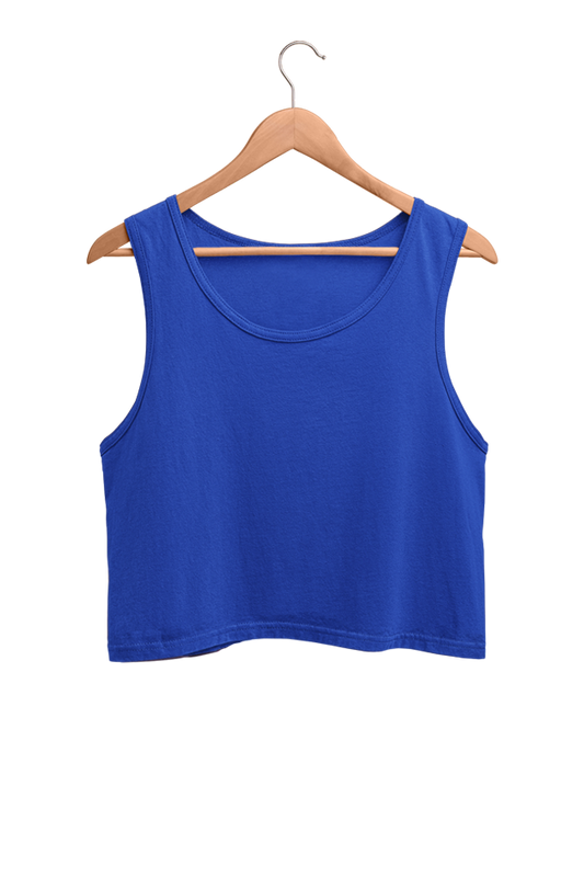 Royal blue Solid Cropped Tank Top
