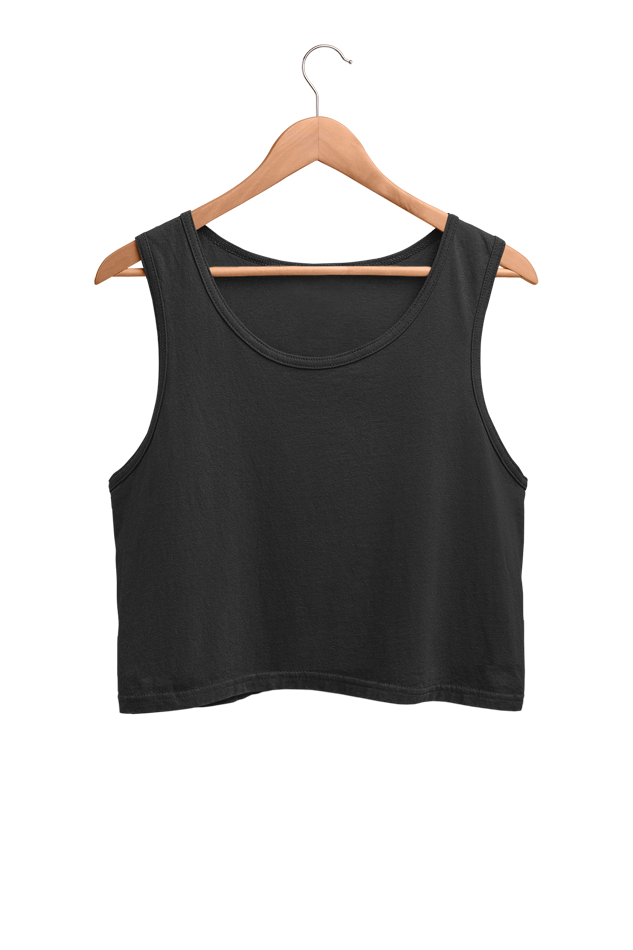 Black  Solid Cropped Tank Top