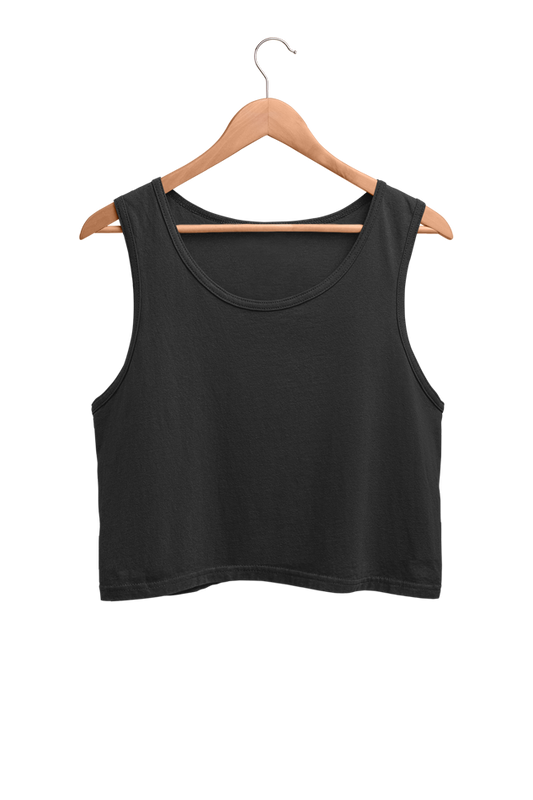 Black  Solid Cropped Tank Top