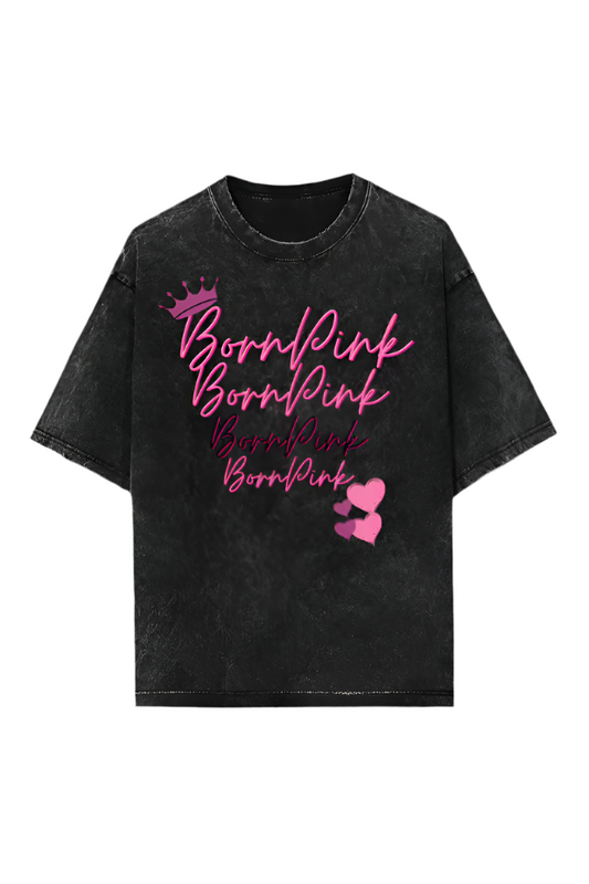 Born pink Acid Washed Oversized black t-shirt