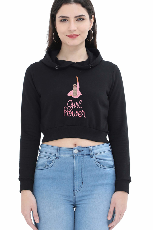 Girl Power Black Cropped Hoodie
