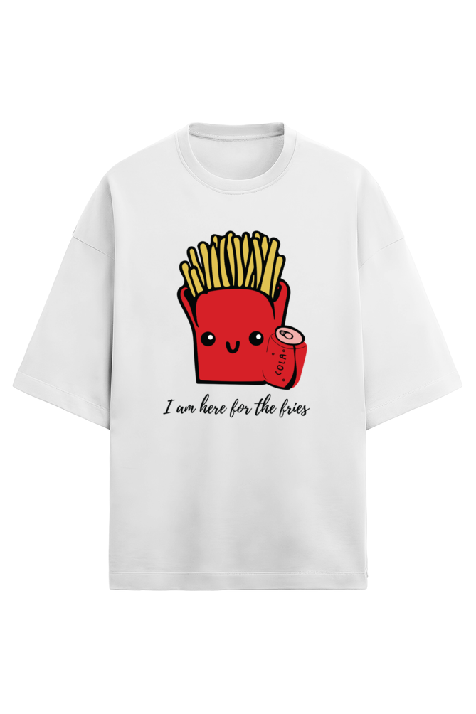 I am here for the fries Oversized t-shirt in white