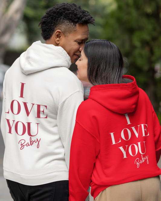 I love you baby hooded sweatshirt in red